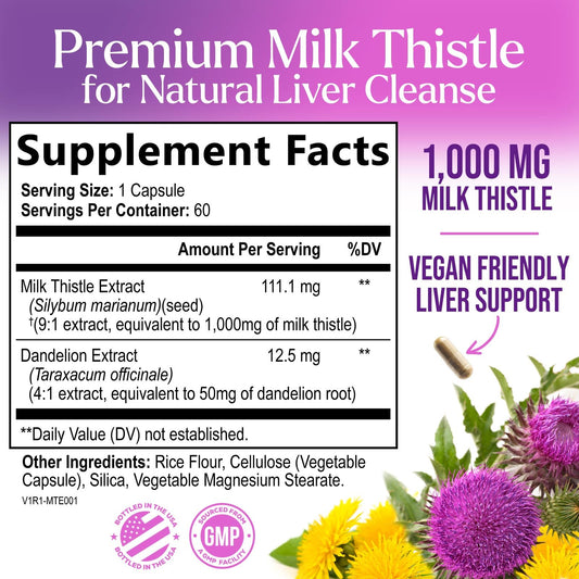 Bottle label showing Silymarin Marianum content