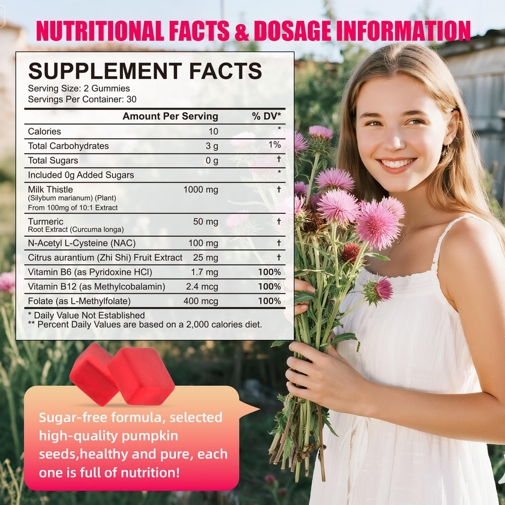 Close-up of strawberry-flavored milk thistle gummies