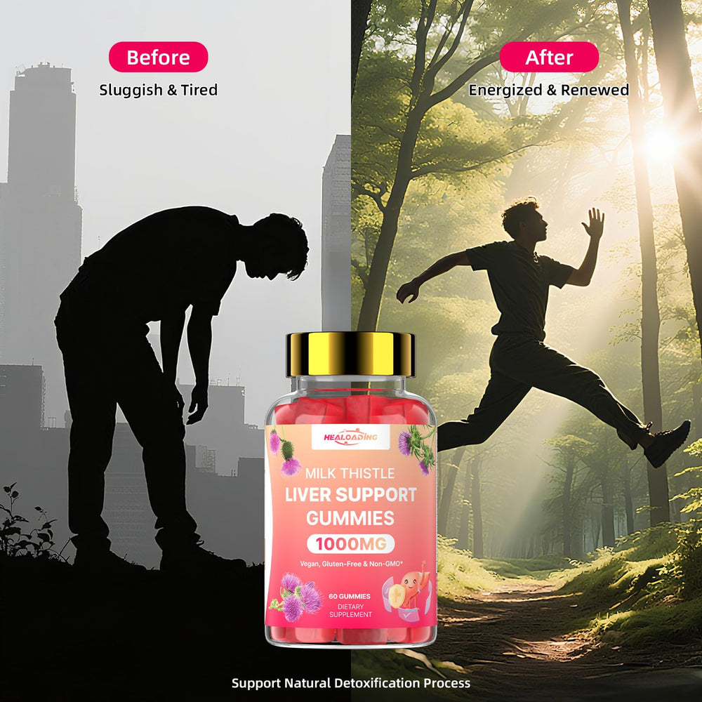 Close-up of milk thistle liver detox gummies