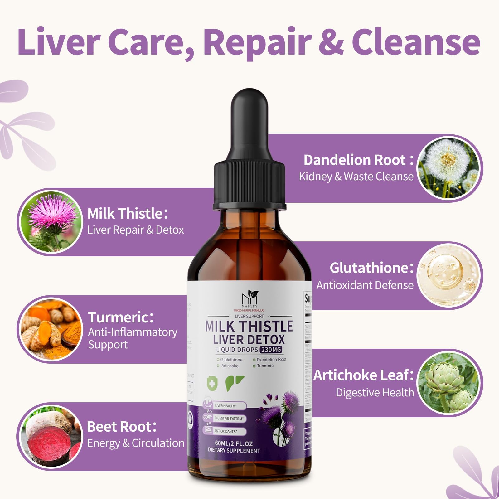Ingredients: milk thistle, artichoke, dandelion, beet root, turmeric