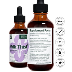 Liver support drops bottle label featuring Milk Thistle