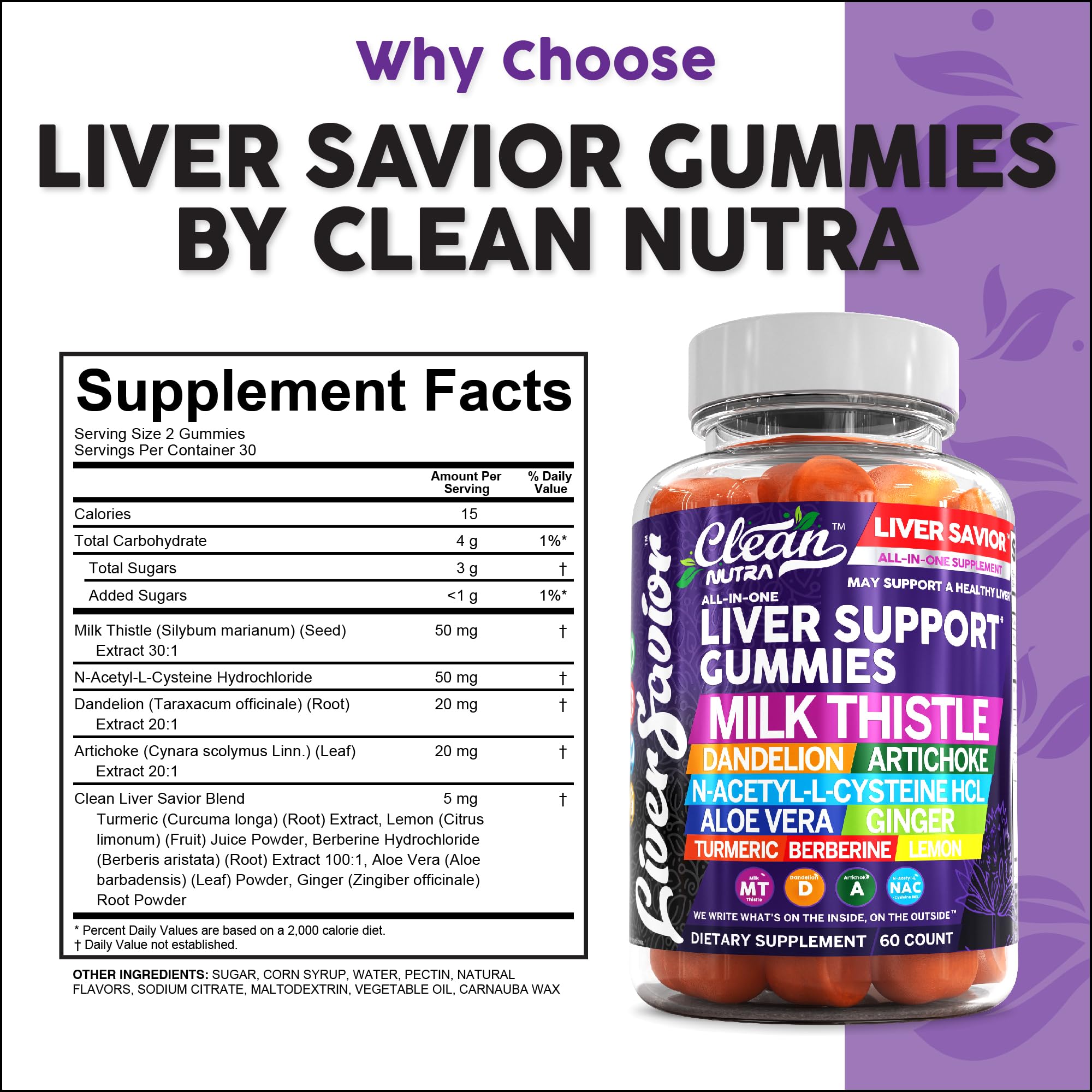Milk thistle liver support gummies bottle close-up