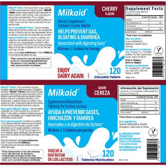 Close-up of Milkaid cherry flavored chewable tablets