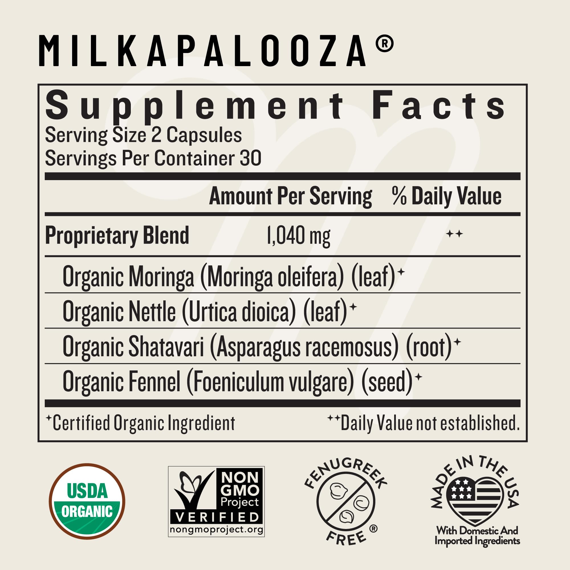 Milkapalooza bottle highlighting nettle leaf ingredient