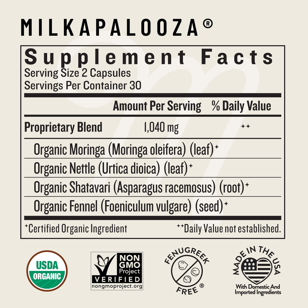 Milkapalooza bottle highlighting nettle leaf ingredient