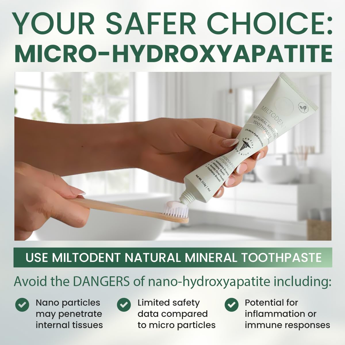 Graphic highlighting the 15% micro-hydroxyapatite concentration