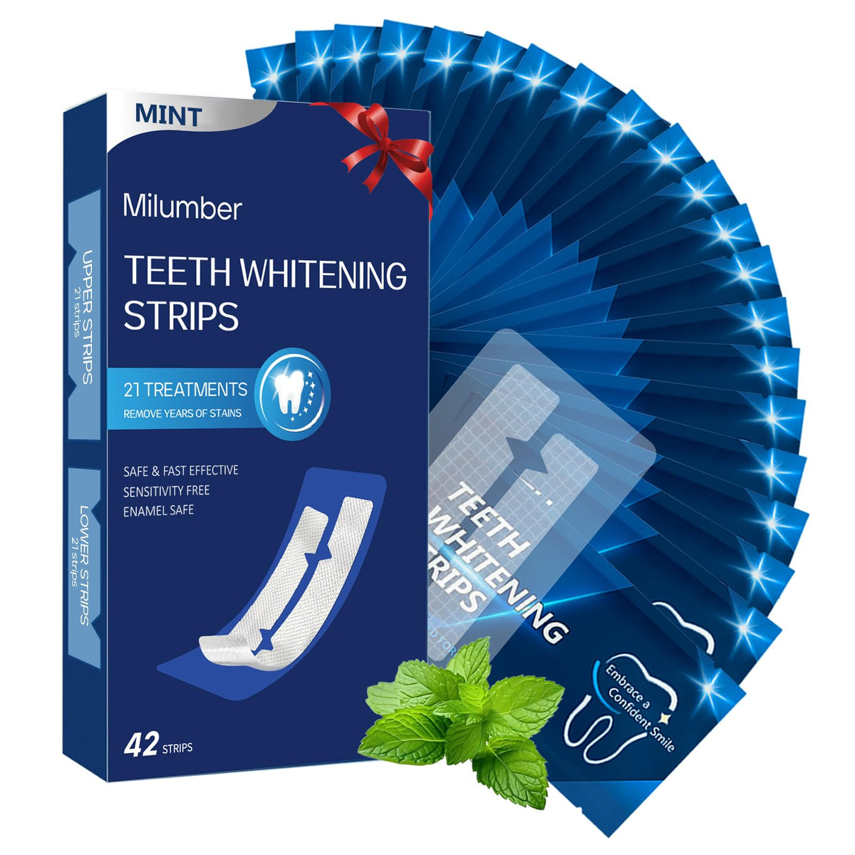 Milumber Teeth Whitening Strips for Sensitive Teeth packaging