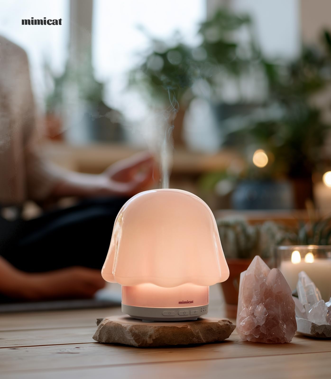 mimicat diffuser in bedroom or office pink fits modern decor