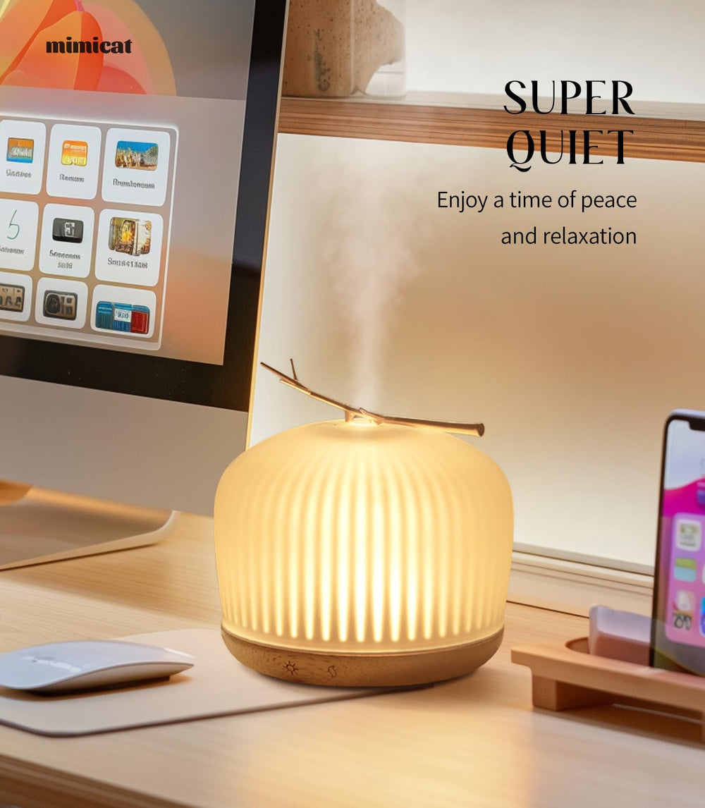 Ambient light modes on the Mimicat diffuser: warm and candlelight