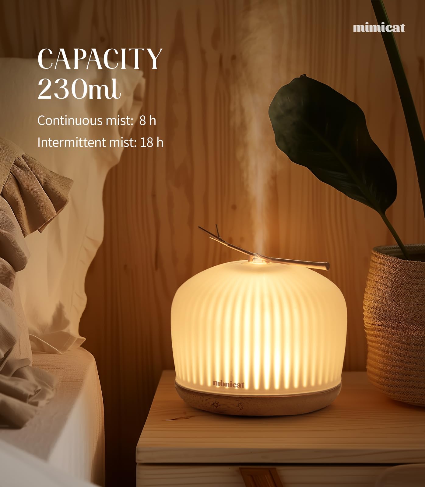 Side view of Mimicat diffuser showing wooden base