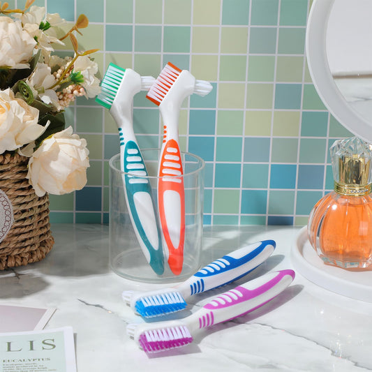 Colorful denture brushes bulk set for replacement and travel