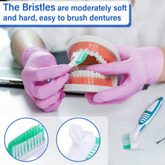 Ergonomic non-slip handle on a denture brush