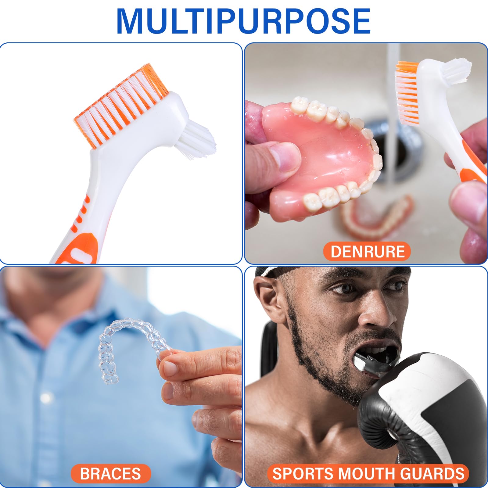 Travel-friendly denture brush set with individual packaging