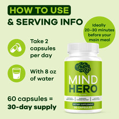 Mind Hero memory support capsules on white background