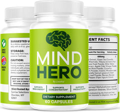 Mind Hero capsules arranged on white background