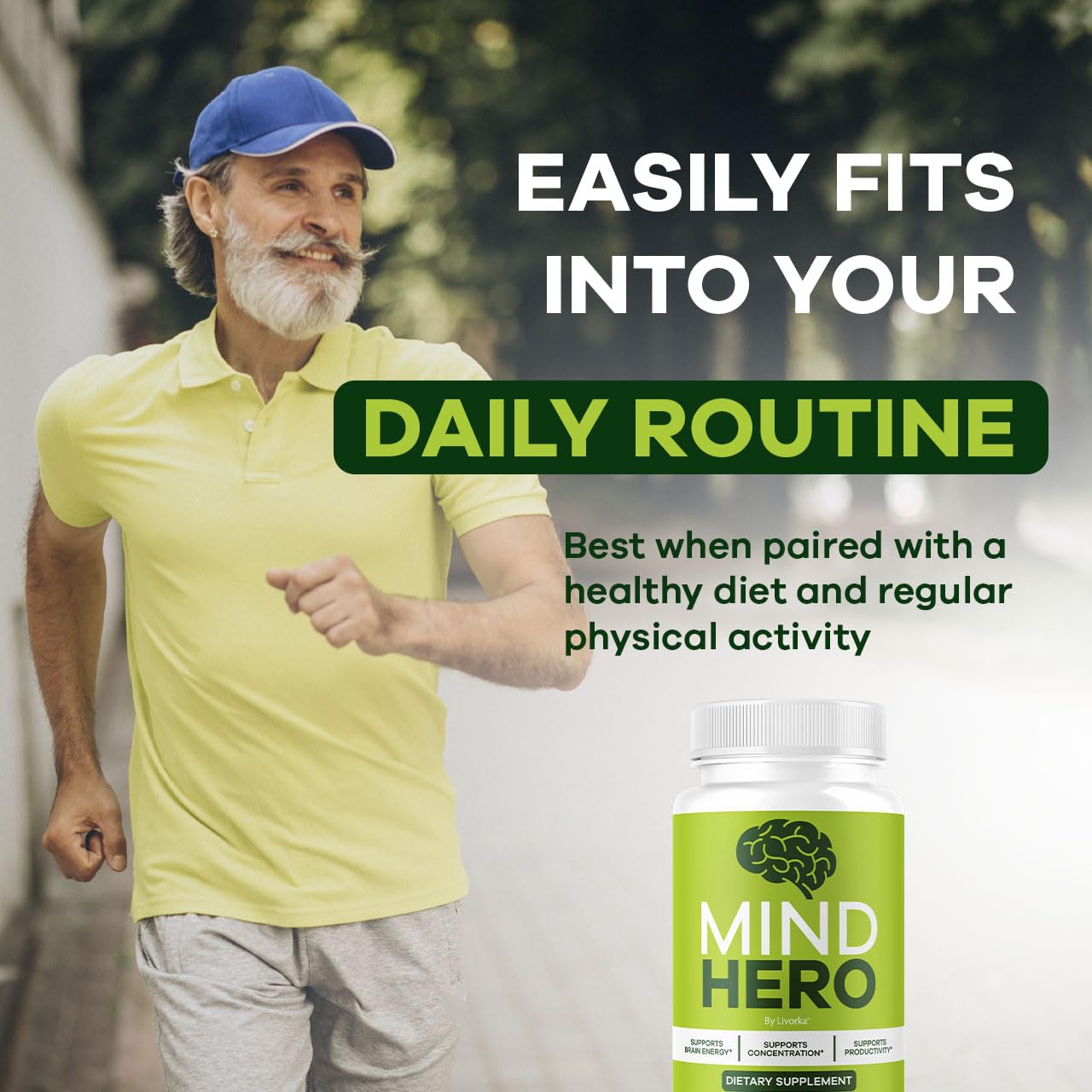 Nutrition facts label for Mind Hero capsules