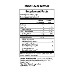 Serving suggestion: Mind Over Matter powder prepared in a glass