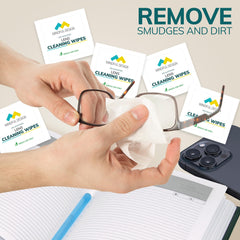 Individual wipe being removed from sealed pouch
