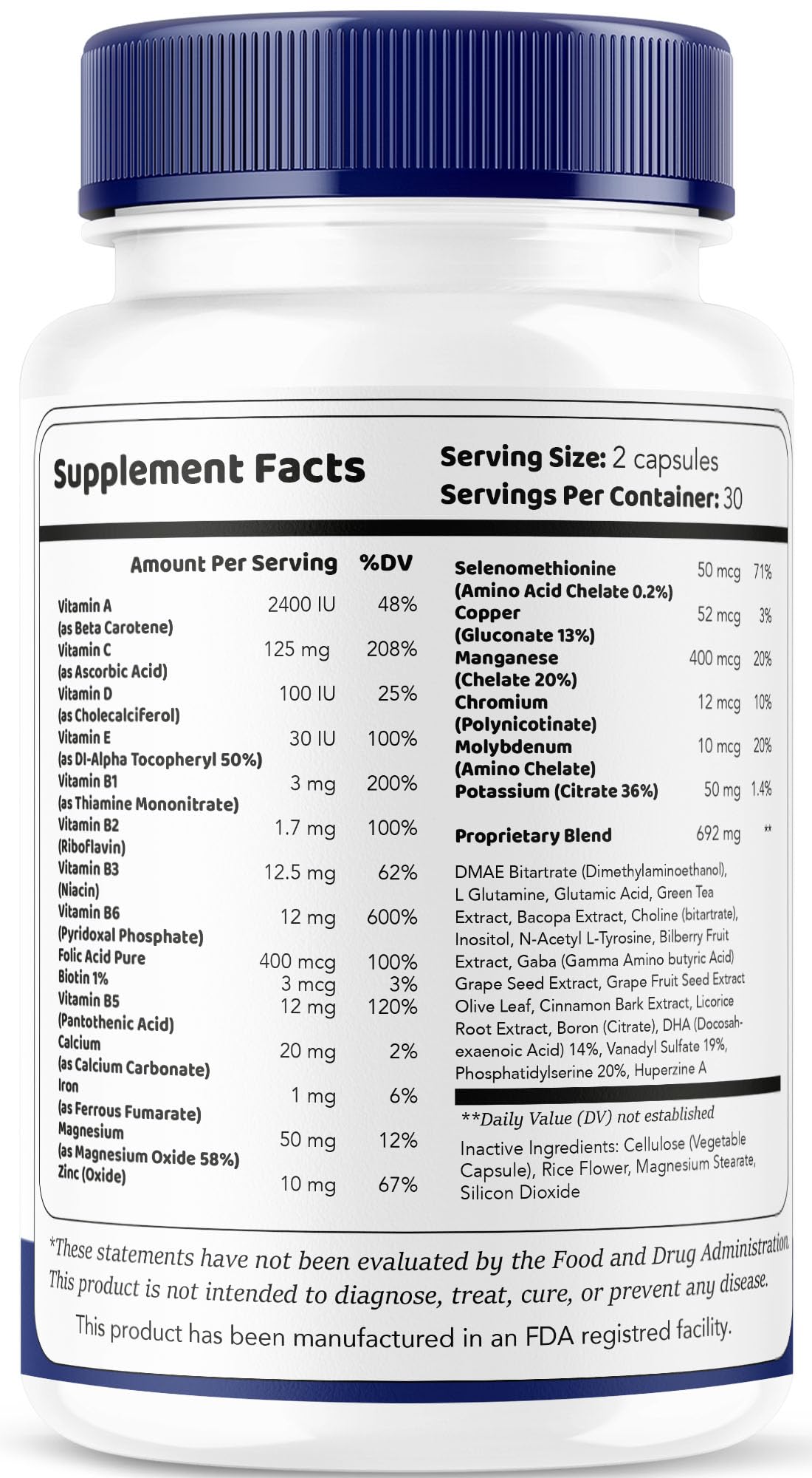 All-natural ingredients label for Mindful Wellness capsules