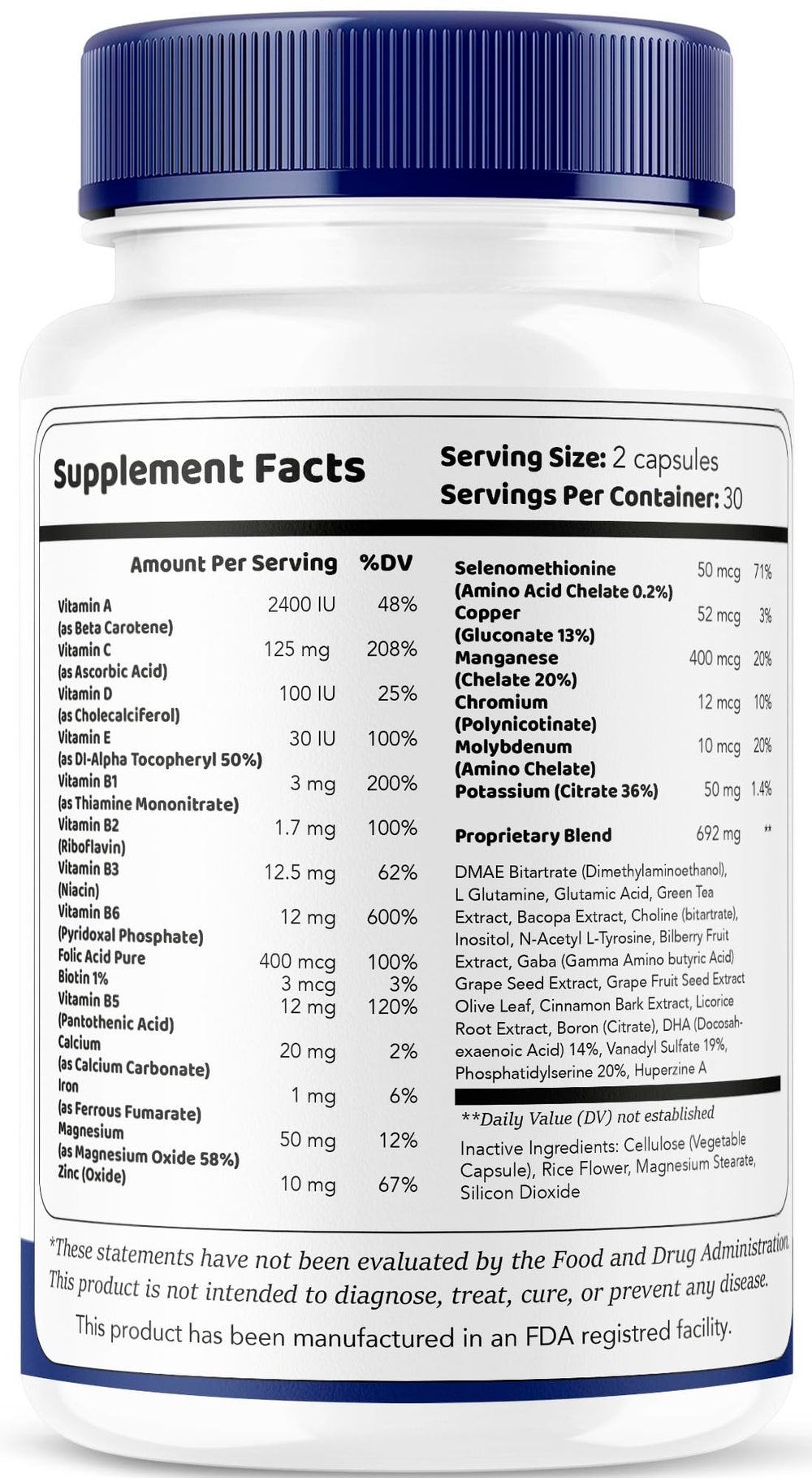 All-natural ingredients label for Mindful Wellness capsules