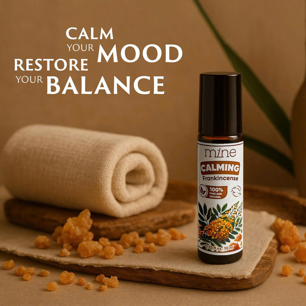 Close-up of frankincense essential oil roll-on application