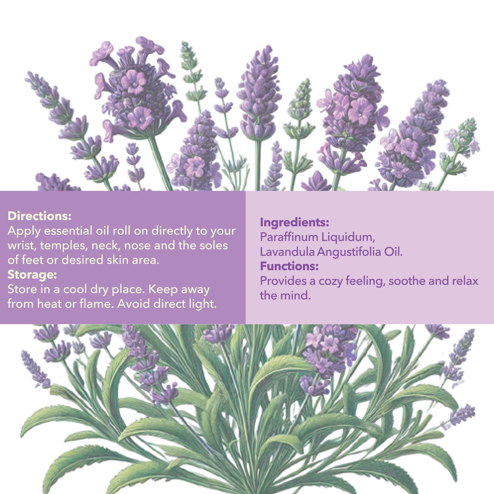 Product packaging and box of Mine Lavender Roll On