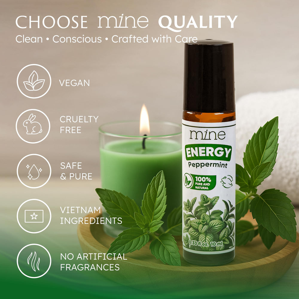 Peppermint essential oil roll-on being applied to skin