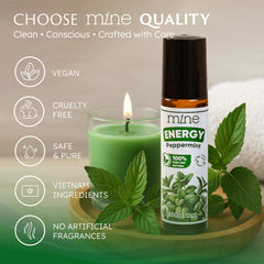 Peppermint essential oil roll-on being applied to skin