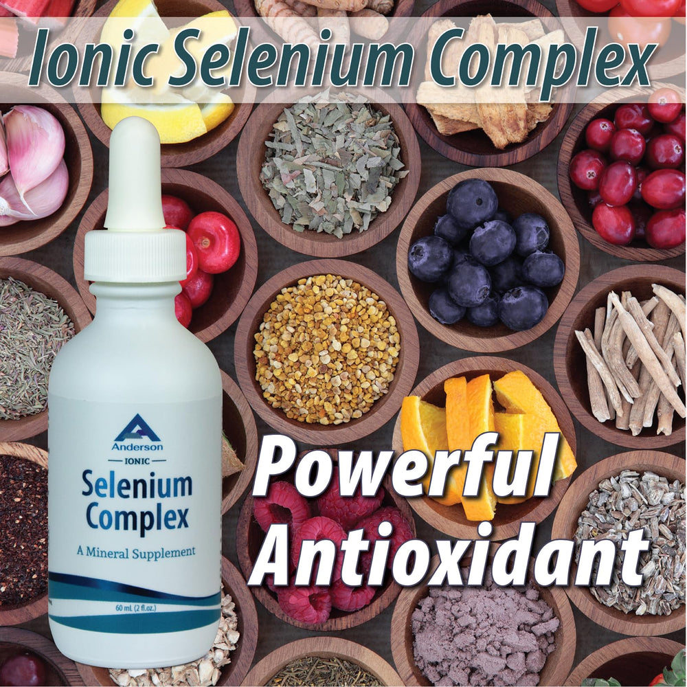 Mineral glass bottle highlighting selenium source