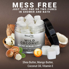 Shower routine with Mineral Me California exfoliation for smooth skin.