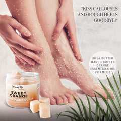 In-shower use of Sweet Orange cube scrub for full-body polish