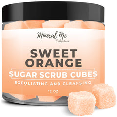 Mineral Me California Sweet Orange cubes packshot showing convenient pre-measured exfoliation