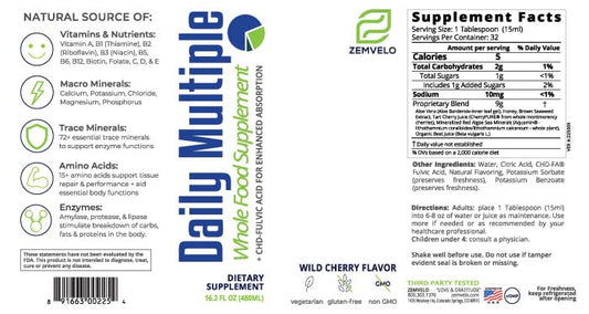Close-up of the Cherry Flavor formula ingredients and wild cherries