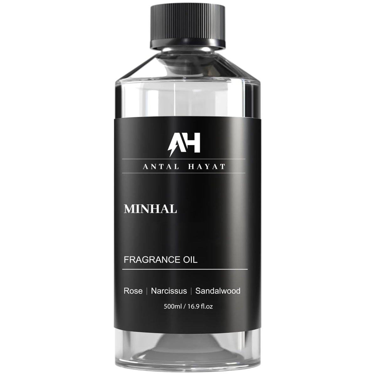 Close-up of Minhal 500mL hotel scents diffuser oil bottle