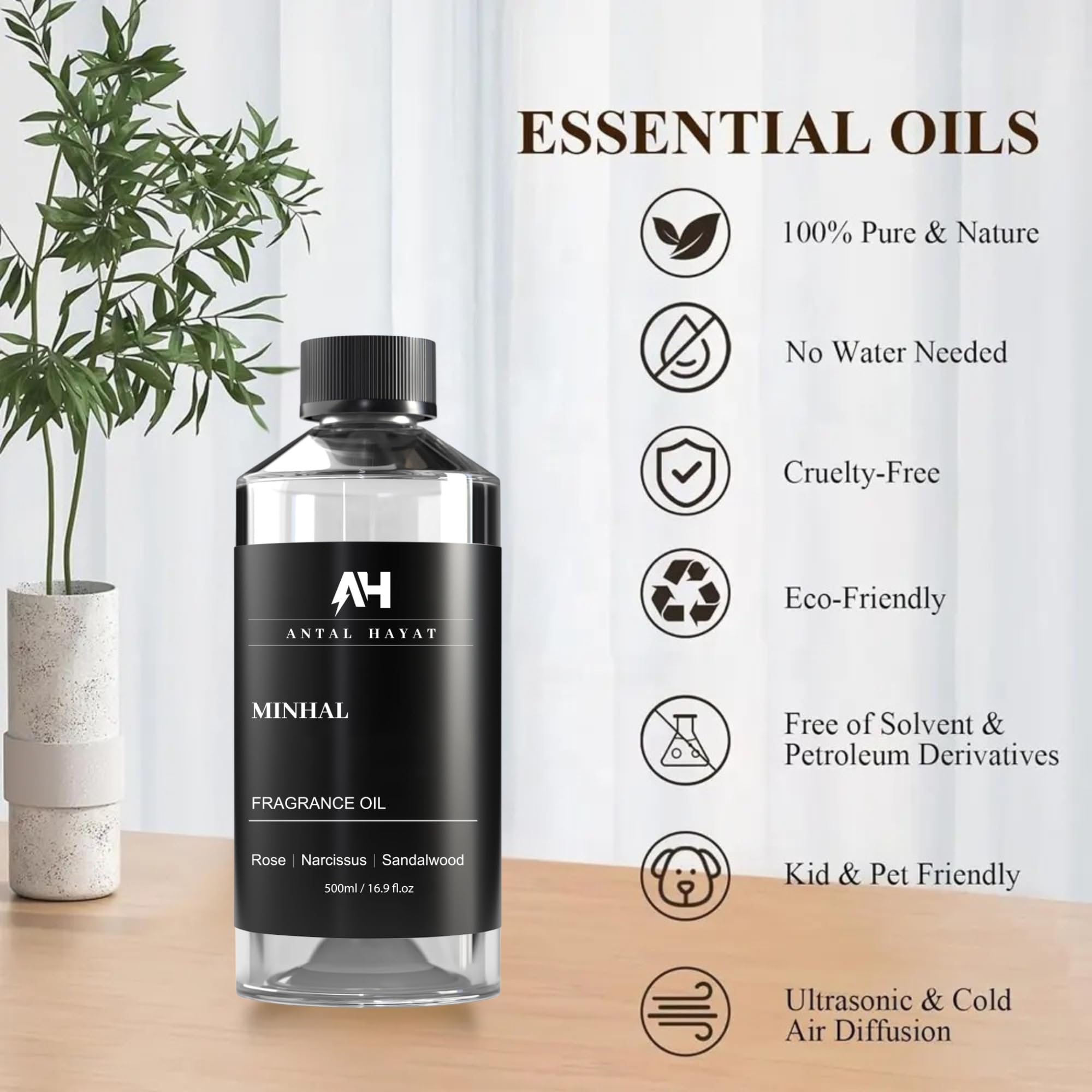 Minhal 500mL diffuser oil packaging and bottle