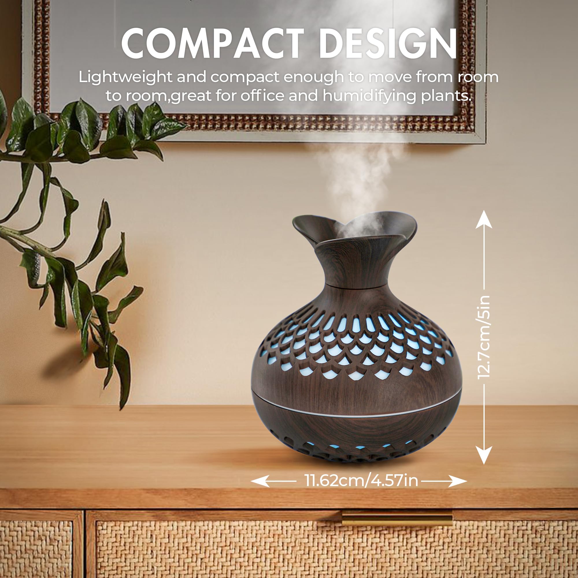 Compact humidifier in a cozy bedroom setting