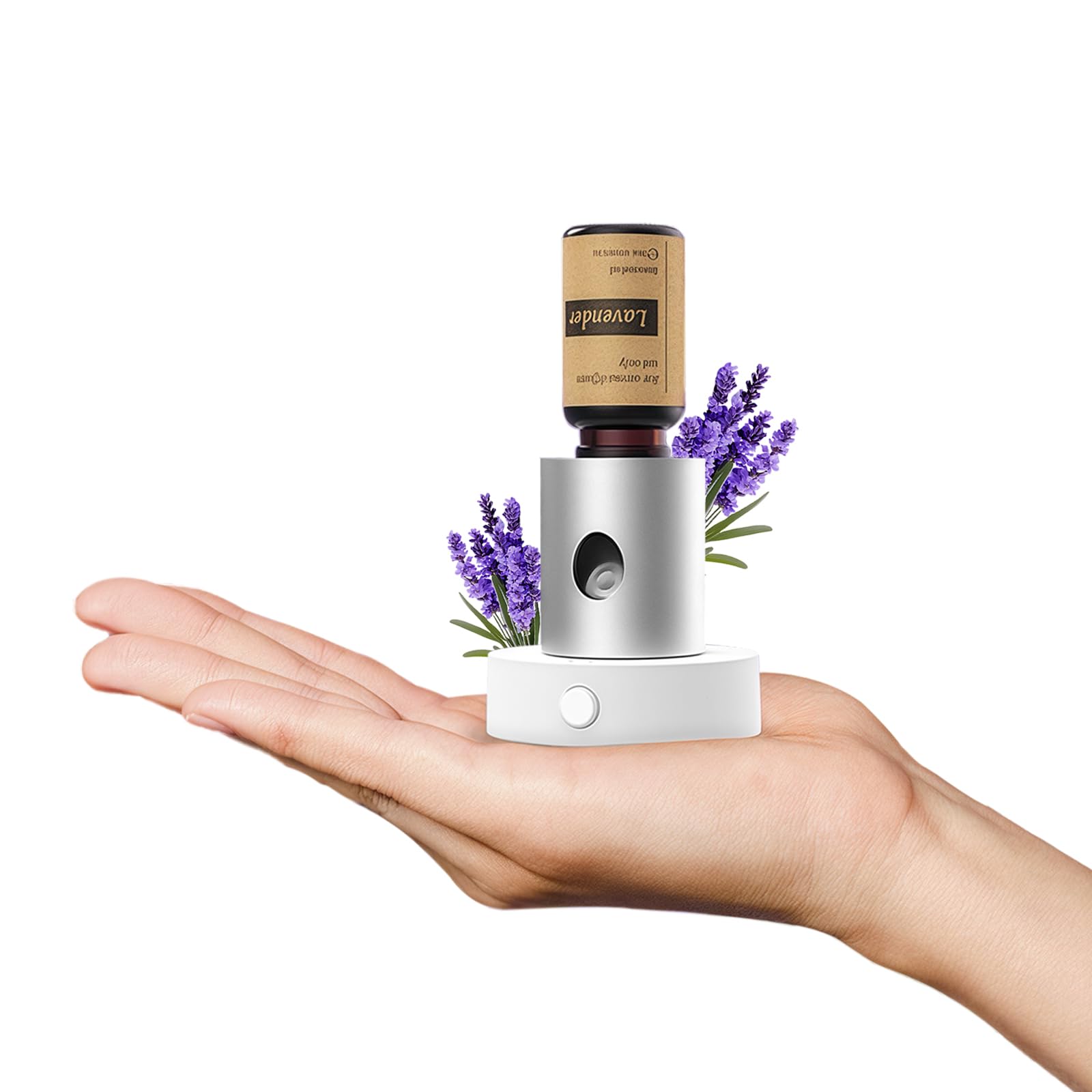 Mini waterless nebulizing diffuser in silver