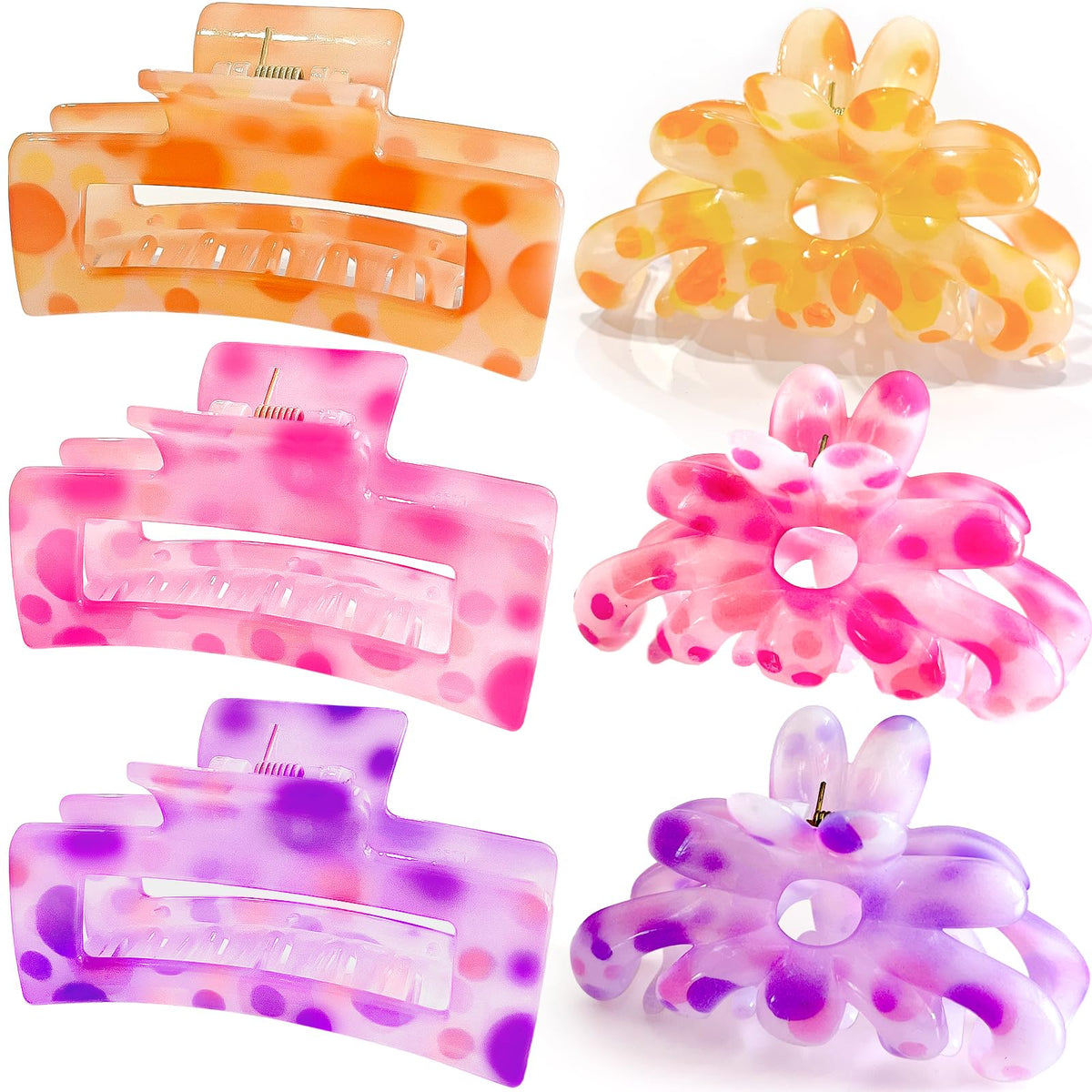 Miniluck big flower hair clip with square design holds thick hair securely