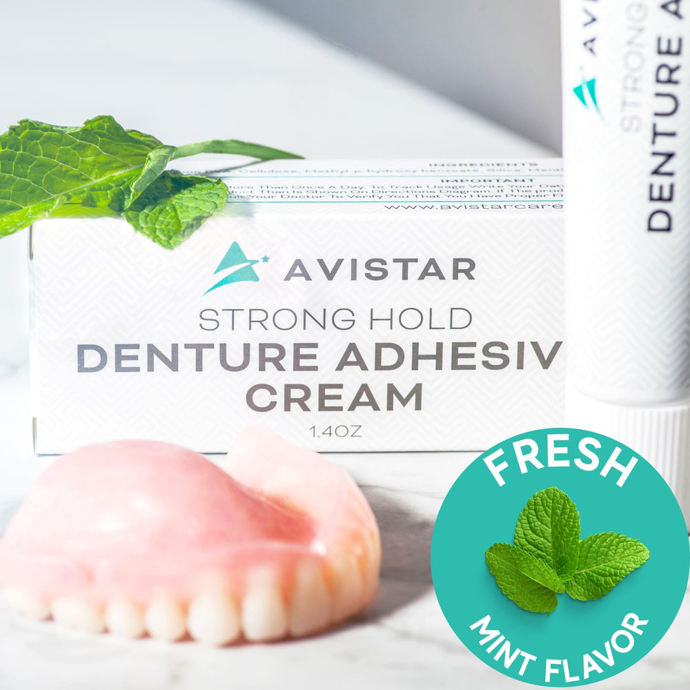 Mint flavor label for denture adhesive cream