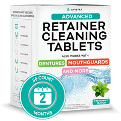 Mint flavor retainer cleaner tablets dissolving in water