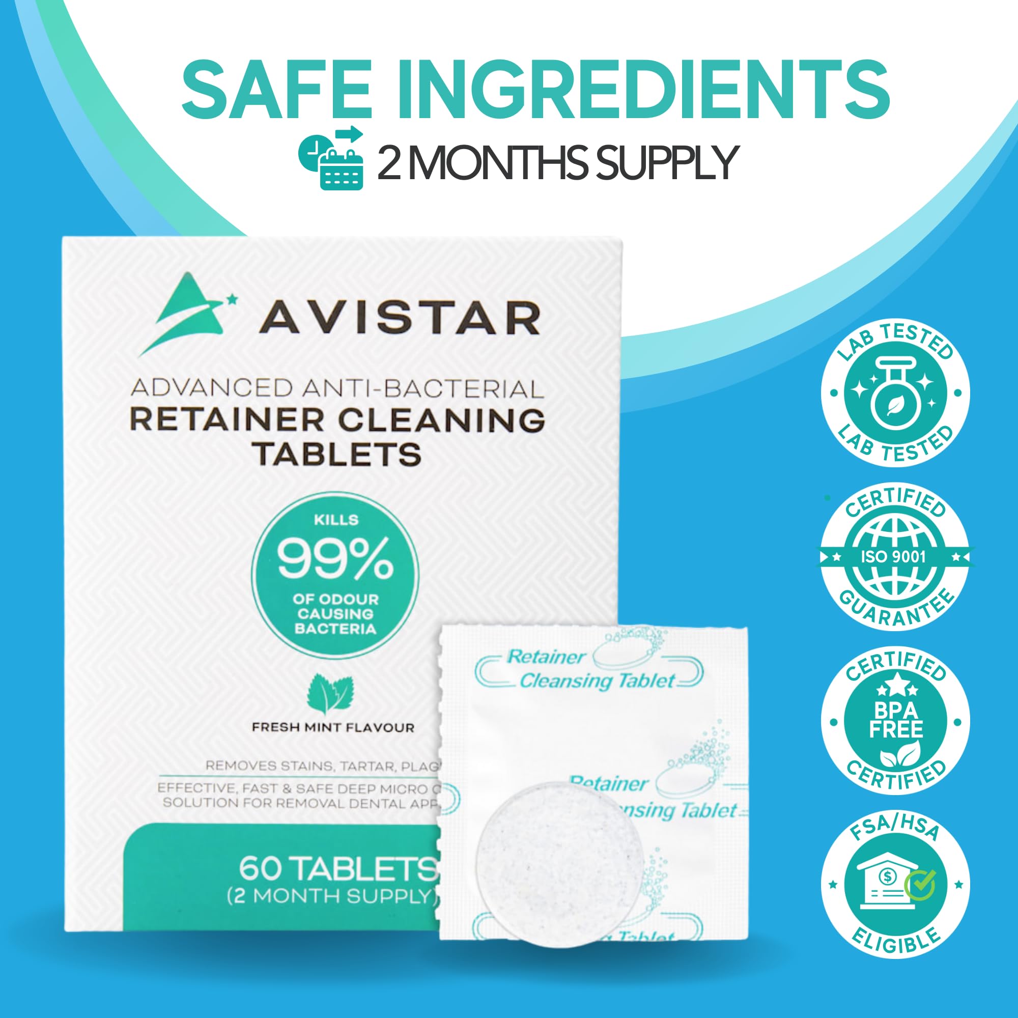 Mouth guard cleaner tablets for dentures and Invisalign