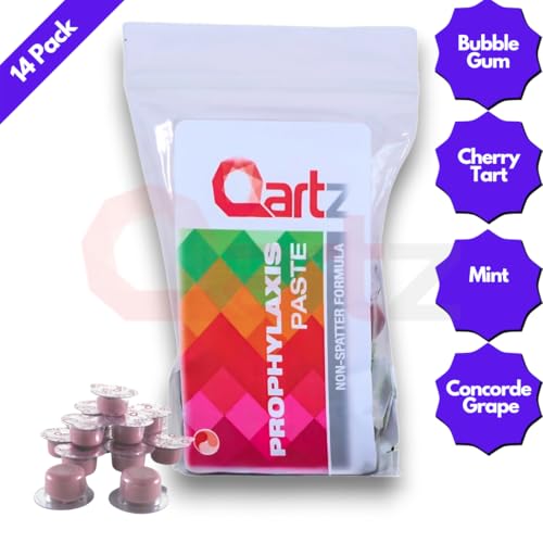 Coarse-grit mint flavored tooth polish on a toothbrush