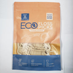 Zero waste dental care with straw wheat handle floss picks