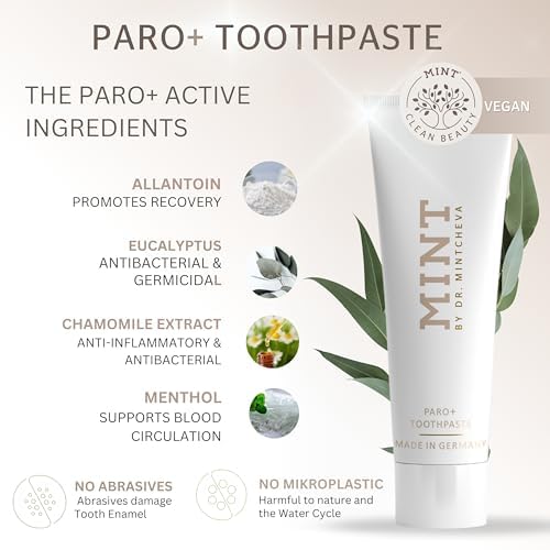 Close-up of MINT PARO+ toothpaste bristles
