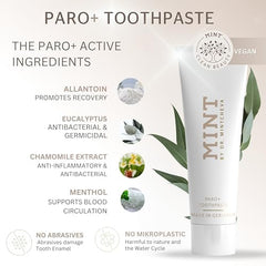 Close-up of MINT PARO+ toothpaste bristles