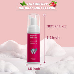 Close-up of mint strawberry foam toothpaste penetrating enamel crevices