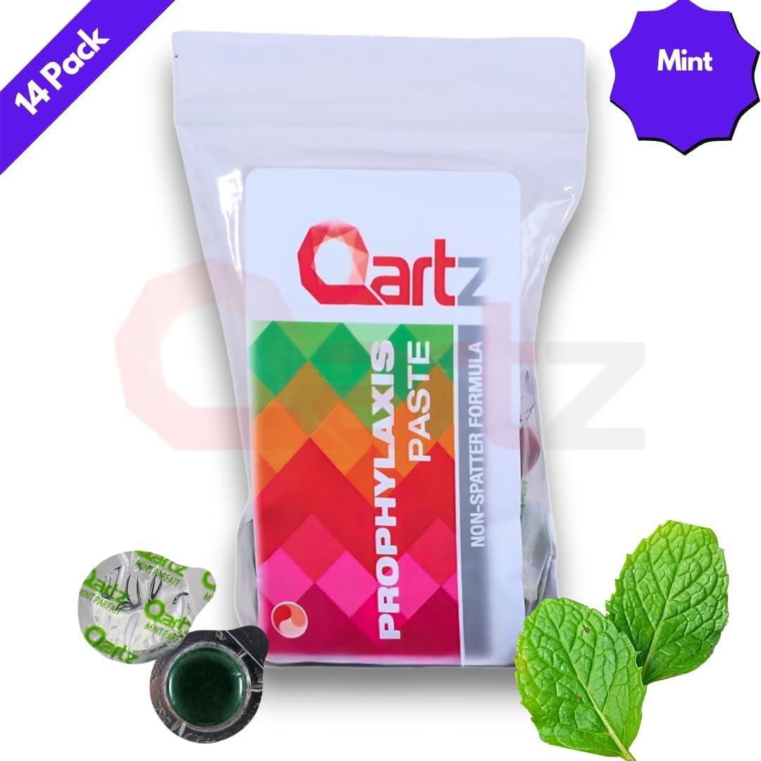 Toothbrush with mint-flavored tooth polish applied