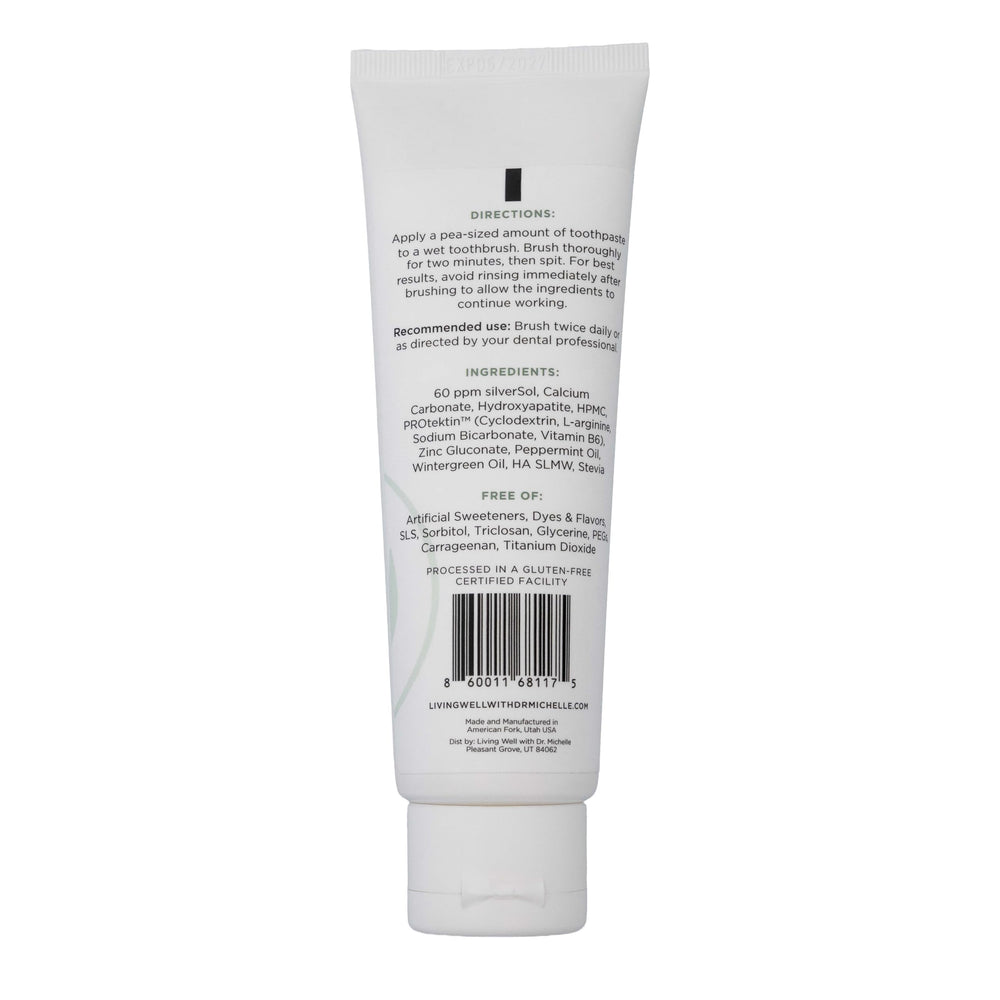 Mint-flavored toothpaste tube with fresh texture