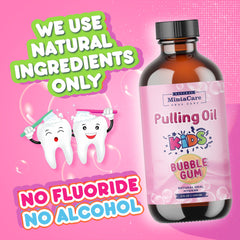 Bubble gum flavored oil pulling mouthwash for kids