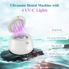 Unit opened to reveal four UV lamps for deep cleaning